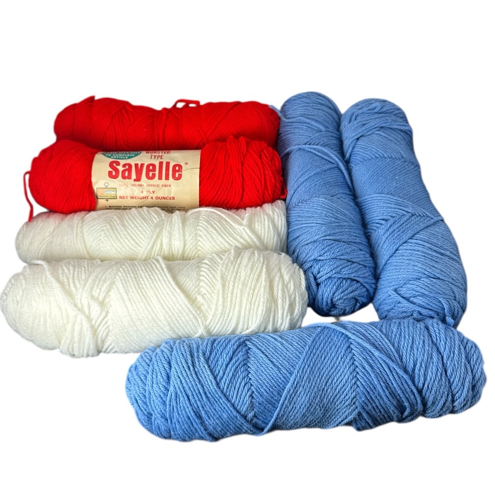 Vintage Lot Of 7 Sayelle Yarn Skeins mixed colors